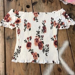 off the shoulder floral top